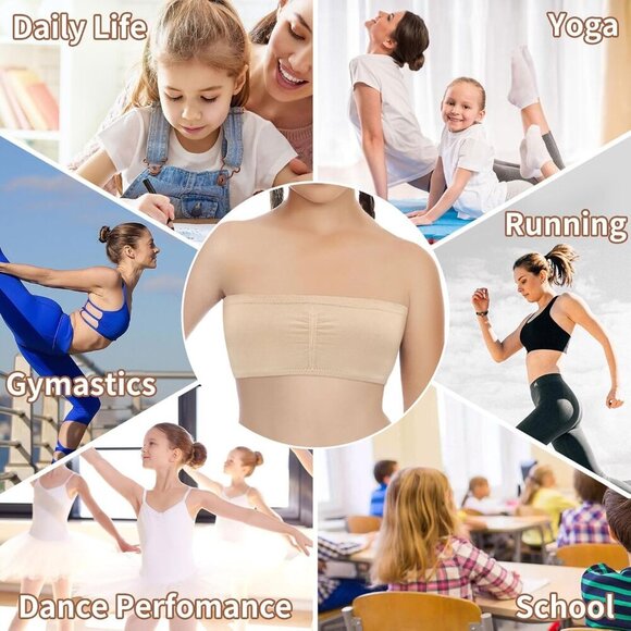 Girl Clear Straps Bandeau Bra, Medium, Beige, Seamless, Comfortable, Convertible - Picture 5 of 6